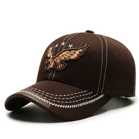 Mens Baseball Cap Adjustable Strap, Embroidered Eagle Peaked for Outdoor Activities, Casual Wear Trucker Hat One Size