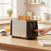 Compact Two-Slot Toaster Space-Saving Bread Toaster Slim Appliance Lightweight for Students, Small Kitchens, Dorm Rooms, Office Breakrooms