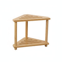 Multi-Purpose Bamboo Corner Shower Bench Waterproof 2-Tier Bamboo Corner Shelf Space Saving Bathroom Furniture Stable Structure for Kitchen