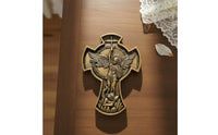 Archangel Sculpture Antique Finish Religious Resin Ornament Carved Detail Home Decor for Office