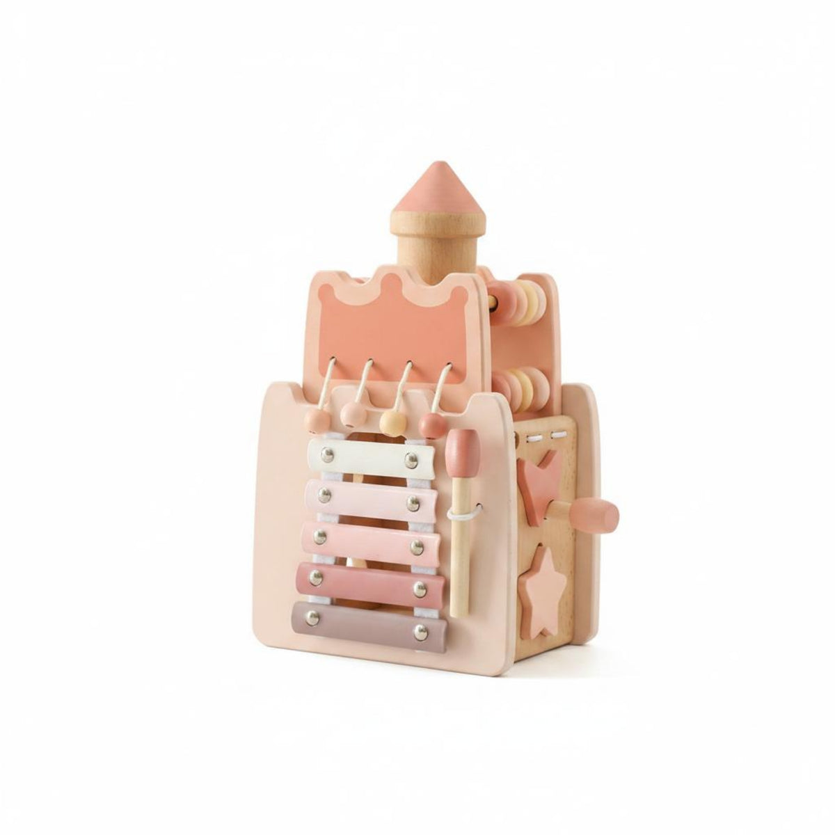 Multi-Functional Shape Sorter Castle Toy Educational Castle-Shaped Activity Hub Early Learning Xylophone Busy Board Musical for Preschool