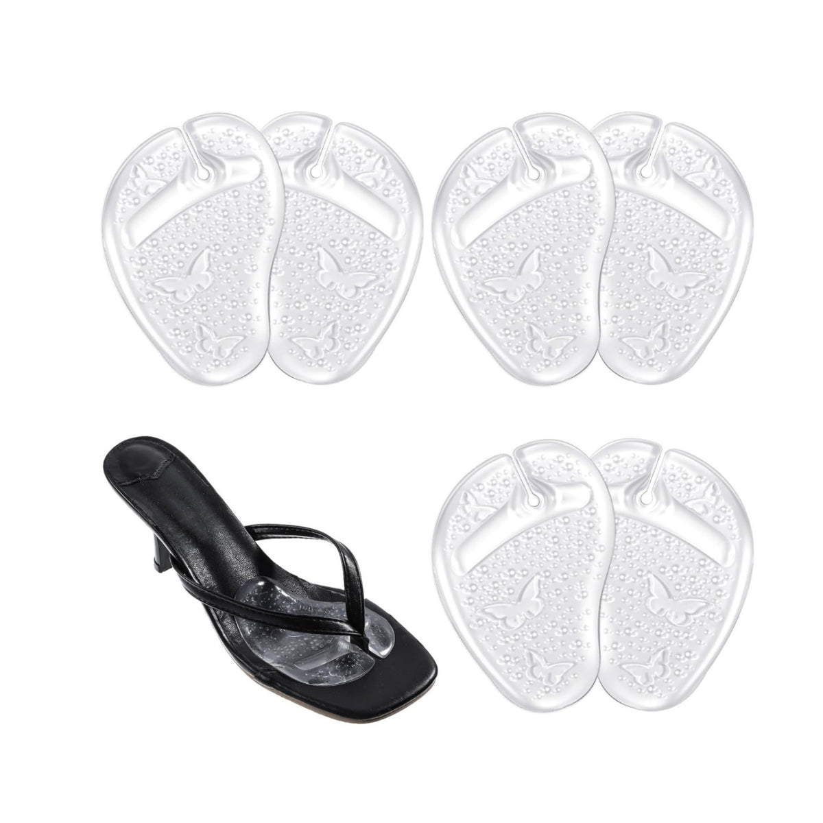 6 Pieces Toe Protector Pad Reusable Soft Gel Toe Pad Sandal Strap Cushion Teardrop Shape Guard Gear Butterfly Pattern