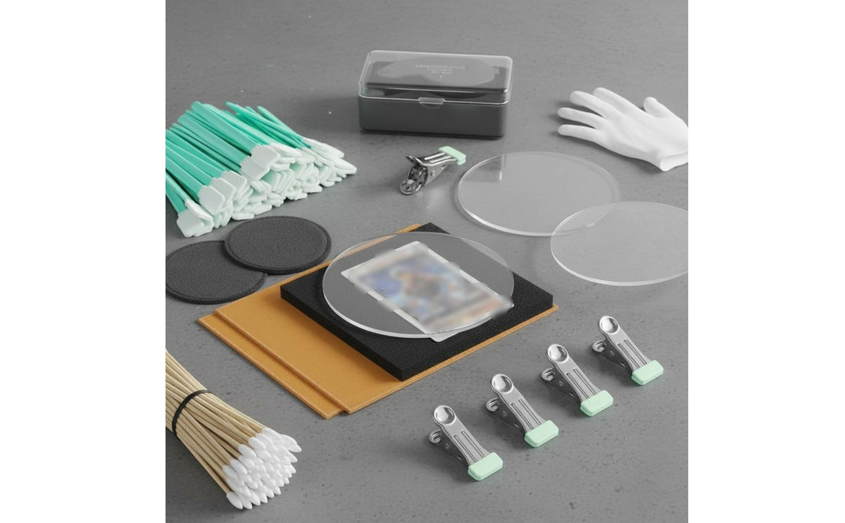 320 Pieces Lint-Lintless Swabs Collector Card Maintenance Kit LED Magnifier Trading Card Cleaning Kit for Hobbyists