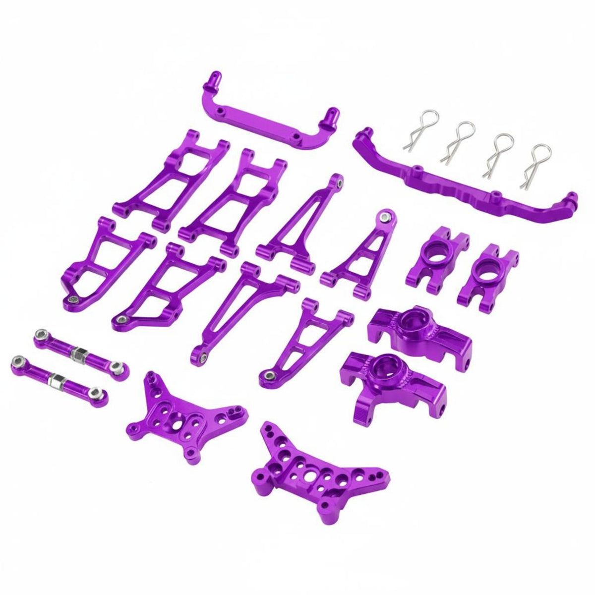 1/14 Scale RC Car Upgrade Set Adjustable Tie Rods Aluminum Shock Absorber System Arm Wear-Resistant kitResistant Metal RC Car Upgrade Kit