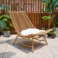 Weatherproof Ergonomic Wooden Rocker with Cushion, Rocker with Footrest, Outdoor Patio Chair, Light and Dark Wood, Modern Chinese Style