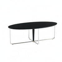 Nordic Aesthetic Oval Table with Metal Legs architectural Design Oval Coffee Table with X-Base centuryera Modern Living Room Furniture Minimalist Aesthetic for Homeowners, Interior Decorators, Renters, Home, Lounge Area, Den, Office Reception