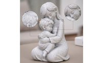 Stone-Look Mother and Son Figurine Home Decor Mother and Son Statue Sentimental Meaningful for Mothers, Art Collectors, Tabletop