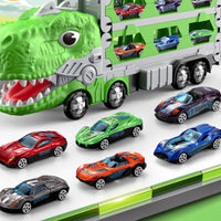 Alloy Cars Transformable Dinosaur Truck Toy Side Openings Dinosaur-Head Track Truck Portable 3-in-1