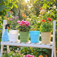 Plant Pots for House Plants and Outdoor Plants, Resin Plant Pots Indoor with Drainage Holes, Geometric 30cm and 20cm Sizes, Small 9cm Design