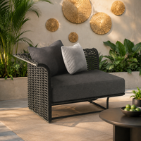 PE Rattan Garden Sofa, With Cushion, 85cm Width, Outdoor, Garden Furniture Set, Dark Green