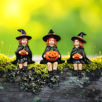 3 Pieces Pumpkin Figurines Resin Pumpkin Spirit Set Hand-Painted Look Holiday Decoration for Outdoor, Garden