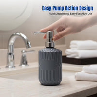 Glass Soap Dispenser Bottle, Crystal Cut, Pump Design, Bathroom Accessory for Shampoo, Body Wash, Hotel & Home