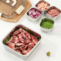 5 Pieces Clear Lid Stainless Steel Food Container Locking Clips Sealed Lunch Box Set Carry Handle Stackable Food Box Set Portable