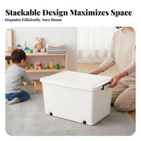 Rolling Storage container with Lid Large Capacity Home Organization Thickened Design