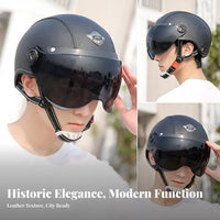 All-Season Retro Half Helmet Gender-Neutral Design Uncovered Face Helmet with Visor Quick Release Buckle for Electric Bicycle Riders