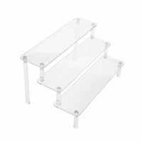 Display Stand Multi-Tier Acrylic Display Stand Space-Saving Tiered Acrylic Shelf for Desk