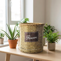 Plant Pots for Indoor Plants with Waterproof Liner, Floor Standing Indoor Plant Pot and Flower Pots, Seagrass Woven Basket, 1 Pack Storage Basket