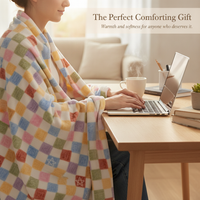 Double-Sided Lamb Fleece Casual Blanket Shawl for Home and Office