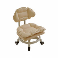 Cushi Single D Caster Stool with Backrest 360-Degree Swivel for Living Room
