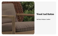 4 Pieces sturdy Wood Frame 4-Piece Sofa Seating Set Weather-Resistant Outdoor Furnishing long-lasting Construction Conversation Group Low Maintenance for Hospitality Managers, Homeowners, Entertainers, Patio, Garden, Balcony, supportyard