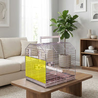 Handheld Bird Cage, Extra Large 304 Stainless Steel Bird Carrier with Wood Perch, Portable Outdoor Cockatiel Cage and Bird Cage with Cover