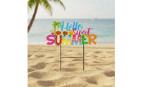 Hello Sweet Summer Sign Tropical Garden Sign with Stake Colorful for Homeowners