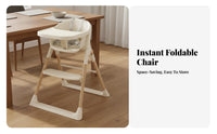 Anti-Tip Structure Foldable High Chair Easy to Clean Baby High Chair Safety Harness Foldable Baby Seat with Tray Lightweight for Toddlers, Grandparents, Kitchen, Travel, Restaurants, Family Visits