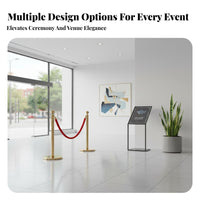 Stainless Steel Rope Stanchion Post Rust Proof Stanchion Post with Velvet Rope Luxurious Design Queue Pole Barrier Weighted Base for Venue Managers, Security Personnel, Business Owners, Hotels, Airports, Casinos, Museums