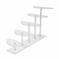 Multi-Tier Design Acrylic Display Riser Versatile Use Tiered Shelf Organizer Highly Transparent Clear Plastic Display Shelf Easy Assembly for Cabinet