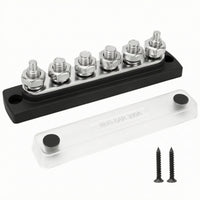 6 Terminal Bus Bar Heavy-Duty Bus Bar with Cover Compact for Marine, Automotive