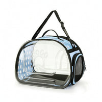 Collapsible Foldable Pet Carrier with Transparent Shell Space-Saving Pet Carrier Bag with Shoulder Strap Soft-Sided Comfortable for Travel, Vet Visits