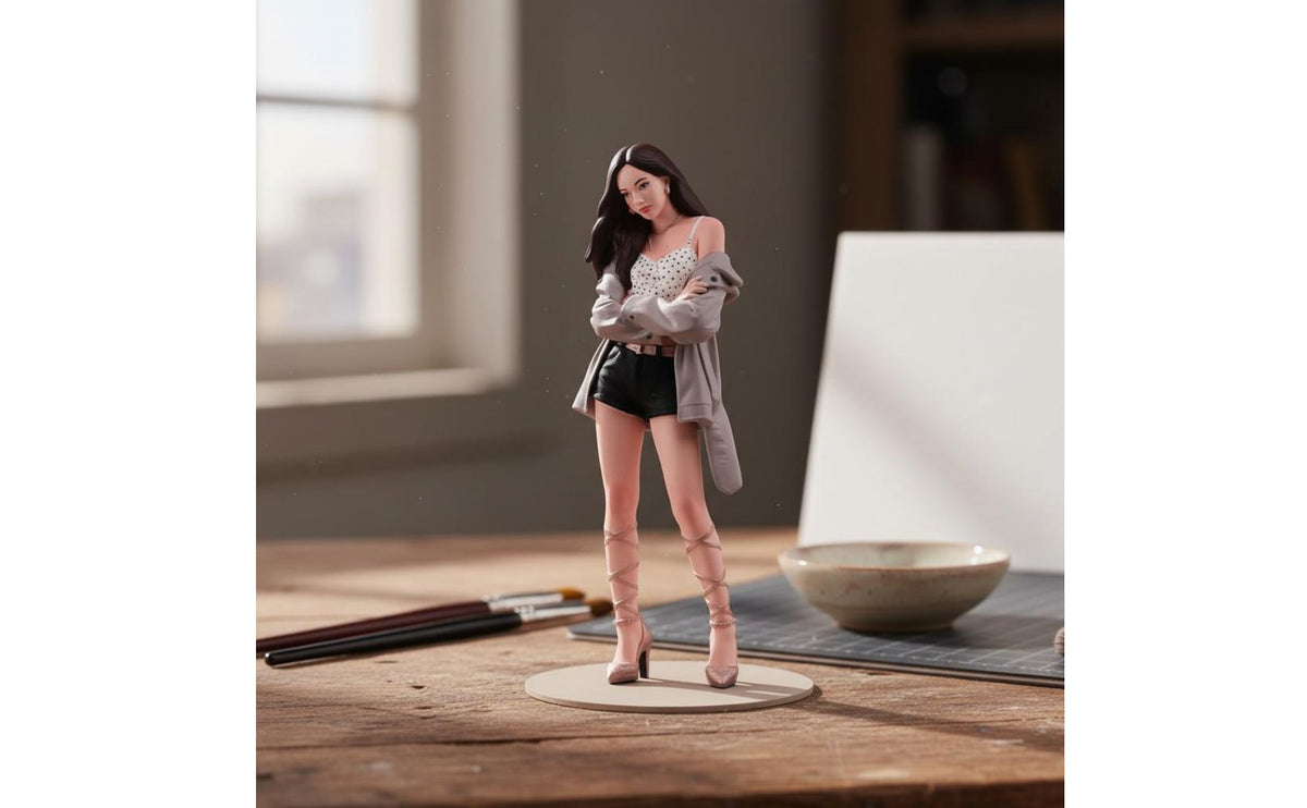 Hand Painted Figurine Realistic Details Female Figurine Lady Miniature for Collector Showcase