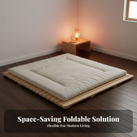 Wooden Slat Set Foldable Design foldable Slat Foundation Moisture-Resistant Mattress Support for Apartment Dwellers, Homeowners, On Floor, Guest Room