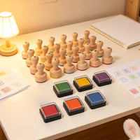 Educational Wooden Alphabet Stamp Set Educational Wooden Alphabet Stamping Set Early Learning Spelling Game Preschool for Preschoolers, Kids, Toddlers, Homeschool, Classroom, Playroom