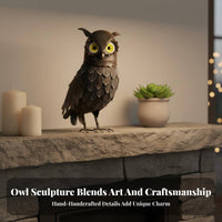 Iron Raptor Figurine Three-Dimensional Design Metal Raptor Statue Playful Avian Figurine Rustic Design Lawn Decoration Layered