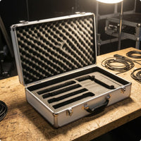 Reinforced Corners Aluminum Audio Device Case Locking Latches Hard Audio Device Case Custom-Cut Compartments Audio Storage Foam Padding for Portable Transport