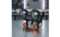 Motorcycle Light Bracket with Lens Covers Aluminum Alloy Fog Light Bracket with Turn Indicators LED for Motorcycle Owners, Night Riding