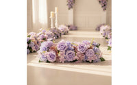 Artificial Flower Garland Silk Rose Flower Garland Floral Runner with Plastic Backing Faux Decorations Luxuriant