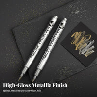 Waterproof Ink Shimmering Brush Marker Fade Resistant Double-sidedEnded Shimmering Writers High Coverage Art Supply Quick Drying for Crafters, Students, Hand Lettering, Scrapbooking, Crafting, Calligraphy