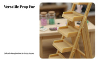 Mini Multi-Tier Display Rack DIY Decoration Miniature Ladder Shelf Realistic Simulation Miniature Display Shelf for Hobbyists, Dioramas, Fairy Gardens