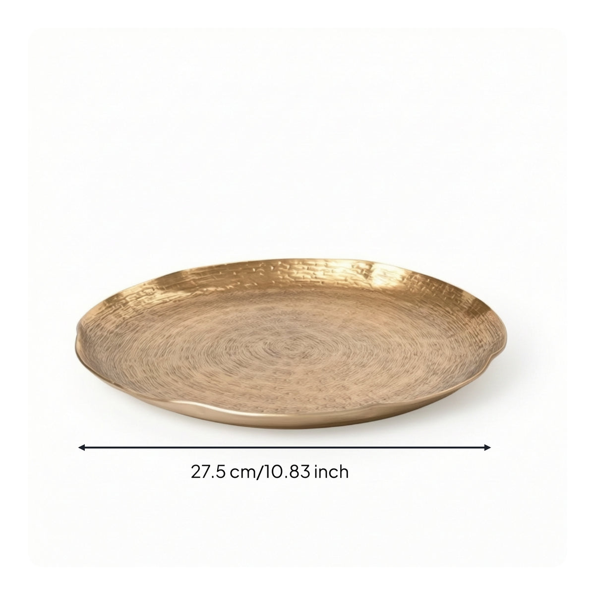 Tray with Hammered Surface Low-Profile Oval Serving Tray Lightweight for Home Decor