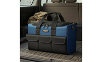 Pair Handles Rectangular Tool Bag Front Pockets Zippered Tool Bag Blue and Black Work Gear Carrier Portable for Worksite, Job Site