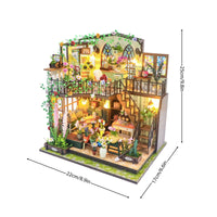 Garden Bungalows Model Wooden Miniature House Kit Decorative Dollhouse with Dust Cover for DIY Aficionados, Hobbyists