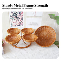 Imitation Rattan Serving Tray Rustic Design Imitation Rattan Tray Poly Wicker Serving Basket Hollowed-Vented Design