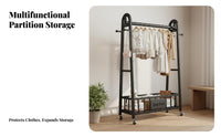 Easy Installation Rolling Clothes Rack Minimalist Design Clothing Rack on Wheels Stable Structure Clothes Hanging Stand on Wheels Space Saving for Homeowners, Apartment Dwellers, Students, Bedroom, Balcony, Laundry Room, Entryway
