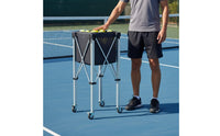 Lightweight Aluminum Frame Folding Tennis Ball Carrier Large Capacity Rolling Tennis Ball Basket Wheels with Brakes Sports Equipment for Training