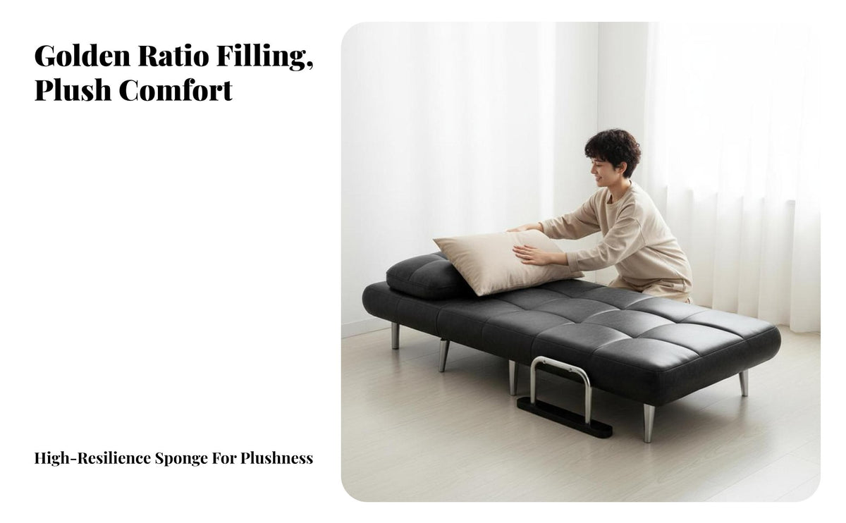 Foldable Design Convertible Futon Bed Space-Saving Tufted Folding Sofa Bed Multi-Functional Household Furniture Easy Assembly for Small Apartment Dwellers, Students, Homeowners, Living Room, Bedroom, Home Office
