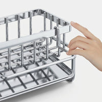 Sponge Holder and Dishcloth Holder Drain Rack with Scrubber Holder, Carbon Steel Rectangular Shape Sink Holder, Countertop Storage