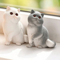 3 Pieces Cat Figurine Cat Figurine with Textured Coat Charming Decor for Shelf, Desk