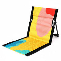 Folding Beach Chair Foldable Portable Ground Seat with Back Support Outdoor Furniture for Camping, Picnic